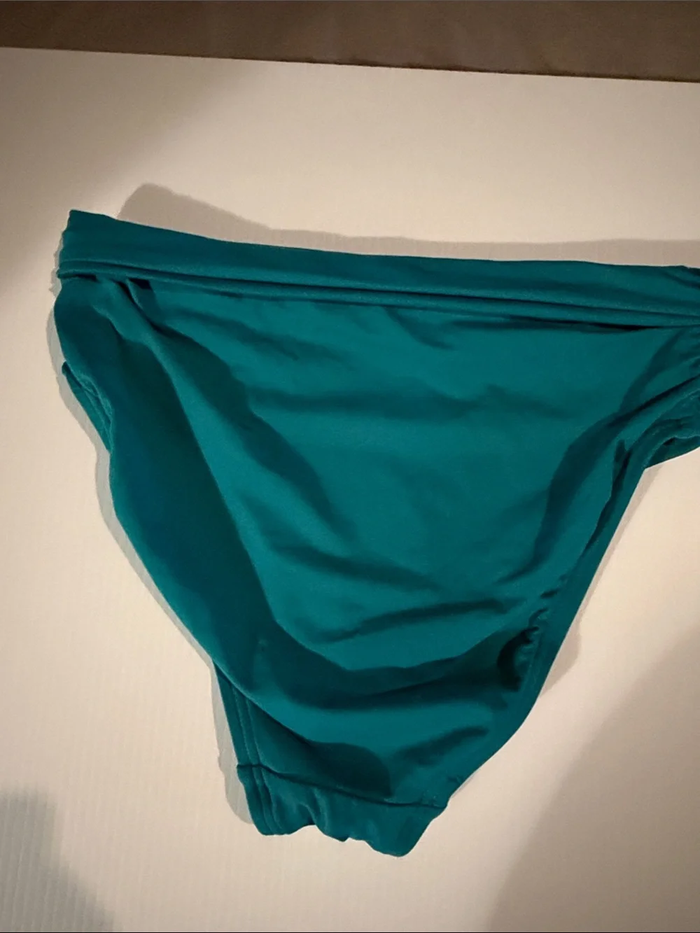 Vince Camuto Teal One-Shoulder Bikini Top and High-Waist Bottoms